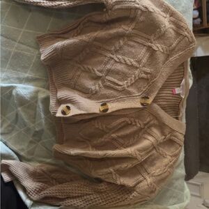 No Boundaries V-Neck Button-Up Sweater - Brown